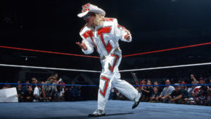 Jeff Jarrett struts in white suit