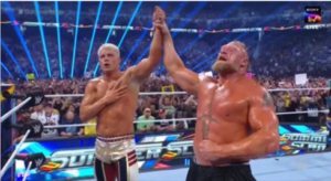 Lesnar raises Rhodes' hand
